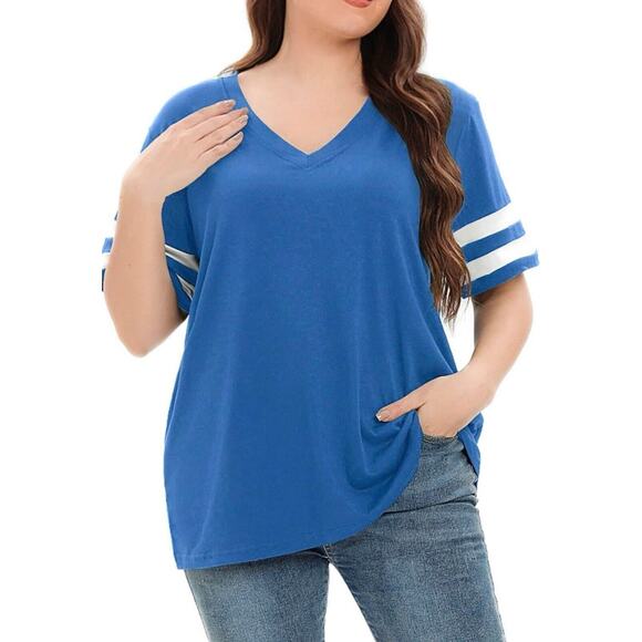 Womens Plus Size Tops Short Sleeve Casual Loose Tunic V Neck NWT - Picture 4 of 5